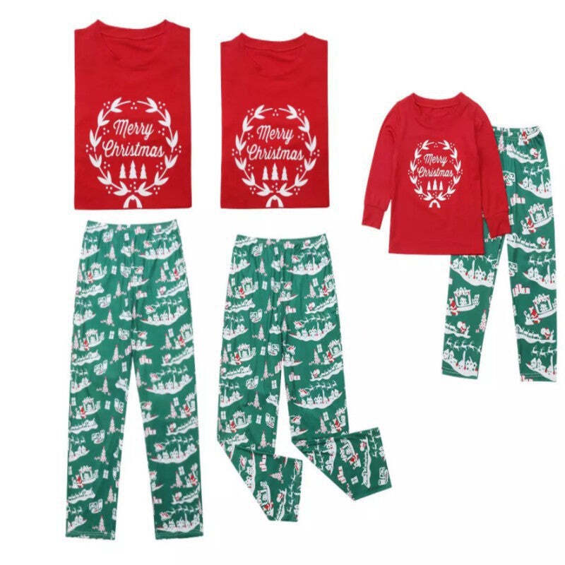Christmas Wreath Fmalily Matching Pajamas Sets
